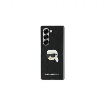Karl Lagerfeld Saffiano Monogram Head Pin trdi ovitek za Samsung Galaxy Z Fold6 - črn
