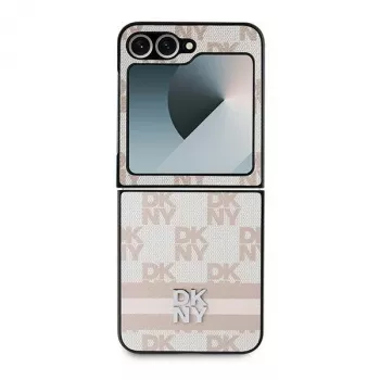 DKNY DKHCZF6PCPTSSP zaščitni ovitek za Samsung Galaxy Z Flip 6 - roza karirasti vzorec s črtami