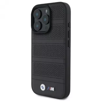 BMW M Perforated And Stitched Line MagSafe trdi ovitek za iPhone 16 Pro Max 6.9 črn