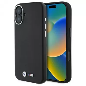 BMW M Collection Smooth Full Wrapped Metal MagSafe trdi ovitek za iPhone 16 Plus 6,7 inch - črn