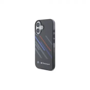 BMW BMHCP16M23HTRAK trda lupina za iPhone 16 Plus 6,7 palca črn Motorsport IML Random Stripes