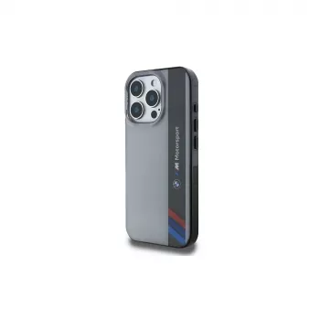 BMW Motorsport trdi ovitek za Apple iPhone 16 Pro 6,3 palca siv IML Vertical Stripe