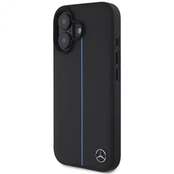 Mercedes-Benz MB Blue Line Leather MagSafe trdi ovitek za Apple iPhone 16 6,1