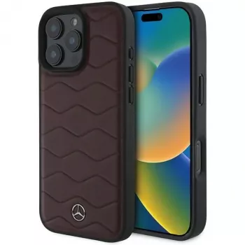 Mercedes-Benz MB Waves Leather trdi ovitek za Apple iPhone 16 Pro Max 6,9 palca rdeč
