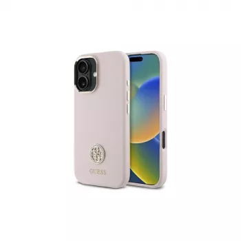 Guess GUHCP16SM4DGPP trdi ovitek silikon logotip strass 4G za Apple iPhone 16 6,1 palca roza