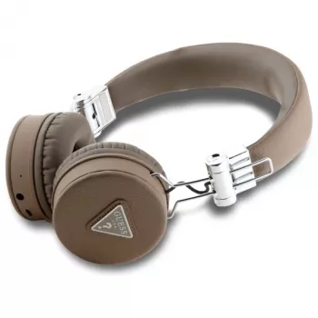 Guess Grained Classic Round Shape brezžične Bluetooth naglavne slušalke z ENC, rjave