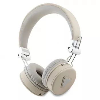Guess Grained Classic Round Shape brezžične Bluetooth naglavne slušalke z ENC, bež
