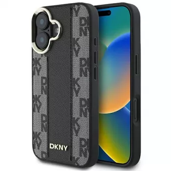 DKNY DKHMP16MPCPVSLK iPhone 16 Plus 6.7 črn trdi ovitek s kariranim vzorcem MagSafe