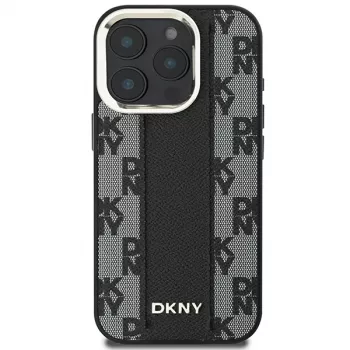 DKNY DKHMP16LPCPVSLK trdi ovitek za Apple iPhone 16 Pro, 6,3 inch, črn, karirani vzorec, MagSafe