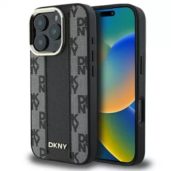 DKNY DKHMP16XPCPVSLK trdi ovitek s kariranim vzorcem MagSafe za iPhone 16 Pro Max 6.9, črn