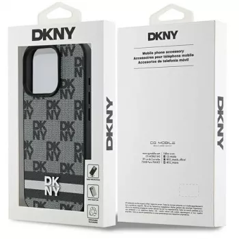 DKNY DKHCP16LPCPTSSK trdi ovitek za Apple iPhone 16 Pro 6,3 inch črn, karirani vzorec in natisnjene črte