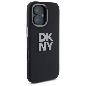 DKNY DKHCP16SSMCBSK iPhone 16 6.1 trdi ovitek Liquid Silicone Metal Logo, črn