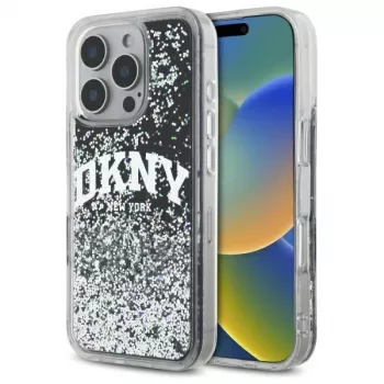 DKNY DKHCP16XLBNAEK iPhone 16 Pro Max 6,9 inch trdi ovitek Liquid Glitter Arch Logo, črn