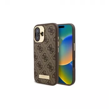 Guess GUHMP16SU4GPRW iPhone 16 6,1 inch rjav trd ovitek 4G Logo Plate MagSafe