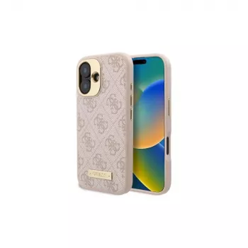 Guess GUHMP16SU4GPRP iPhone 16 6,1 inch roza trd ovitek s ploščo 4G logotipa in MagSafe