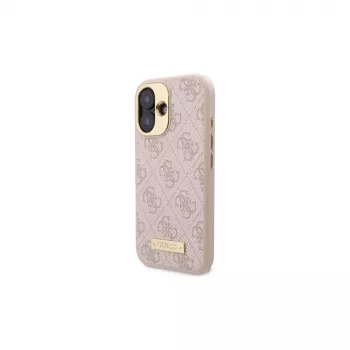 Guess GUHMP16SU4GPRP iPhone 16 6,1 inch roza trd ovitek s ploščo 4G logotipa in MagSafe
