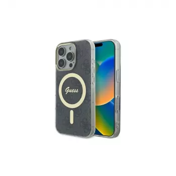 Guess GUHMP16LH4STK trd ovitek za Apple iPhone 16 Pro 6,3 inch črn IML 4G MagSafe