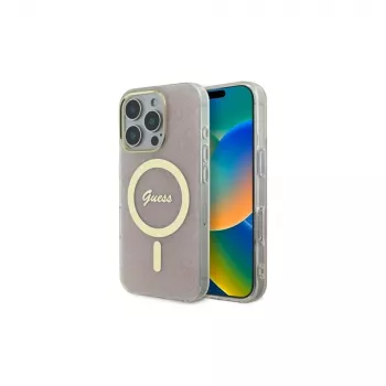 Guess GUHMP16LH4STP trd ovitek IML 4G MagSafe za iPhone 16 Pro 6,3 inch roza