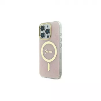 Guess GUHMP16LH4STP trd ovitek IML 4G MagSafe za iPhone 16 Pro 6,3 inch roza