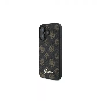 Guess Peony Script ovitek MagSafe za iPhone 16 Plus (črn)