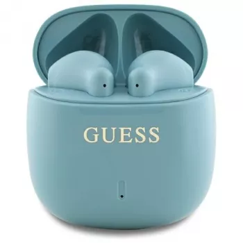 Guess Printed Classic Logo TWS Bluetooth ušesne slušalke s polnilnim ohišjem (turkizno)