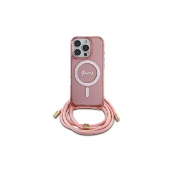 Guess GUHMP16XHCTSGNSP iPhone 16 Pro Max 6,9 inch roza trdo ohišje Crossbody Cord Script MagSafe