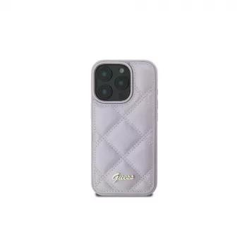 Guess GUHCP16SPSQSQSU trdo ohišje Quilted Metal Logo za Apple iPhone 16 6,1 inch – svetlo vijolično