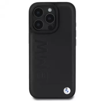 BMW Hot Stamp usnjeno trdo ohišje za iPhone 16 Pro 6,3 inch črno