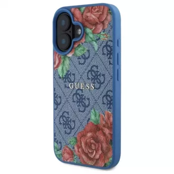 Guess GUHMP16SP4ROPEMCB iPhone 16 6,1 inch modra trda lupina 4G Flowers Print MagSafe