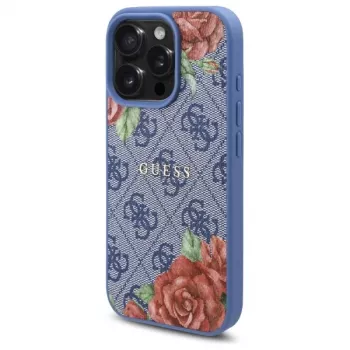 Guess GUHMP16LP4ROPEMCB iPhone 16 Pro 6,3 inch modra trda lupina 4G Flowers Print MagSafe