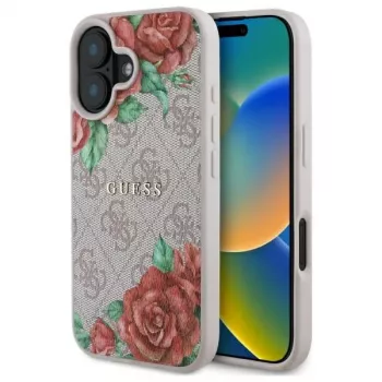 Guess GUHMP16SP4ROPEMCP trdo ohišje za Apple iPhone 16 6,1 inch roza cvetlični vzorec MagSafe