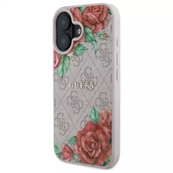 Guess GUHMP16SP4ROPEMCP trdo ohišje za Apple iPhone 16 6,1 inch roza cvetlični vzorec MagSafe