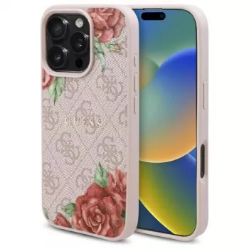 Guess GUHMP16XP4ROPEMCP iPhone 16 Pro Max 6,9 inch roza trdo ohišje 4G Flowers Print MagSafe