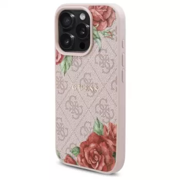 Guess GUHMP16XP4ROPEMCP iPhone 16 Pro Max 6,9 inch roza trdo ohišje 4G Flowers Print MagSafe
