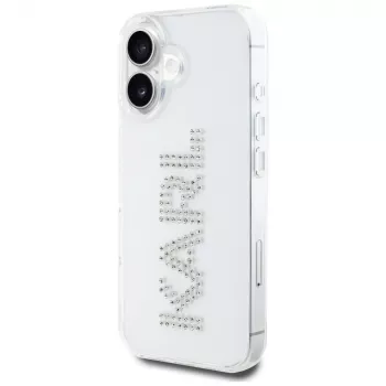 KARL LAGERFELD IML Rhinestones Logo hrbtni ovitek za Apple iPhone 16 – prozoren