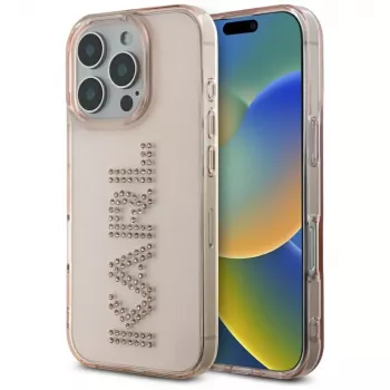 KARL LAGERFELD IML Rhinestones Logo ovitek za iPhone 16 Pro Max, roza