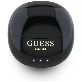 Guess Glossy Effect EggShape Printed Classic Logo brezžične slušalke TWS, črne