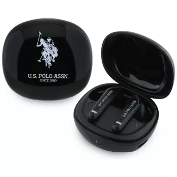 US Polo Assn DH Logo brezžične slušalke TWS s polnilnim ohišjem (črne)