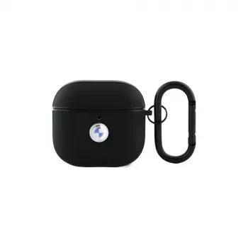 BMW BMA4SSLBK ovitek za AirPods 4 črno pravo usnje srebrn logotip