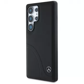 MERCEDES-BENZ ovitek Mercedes Leather Curved Stitches za Samsung Galaxy S25 Ultra, črn