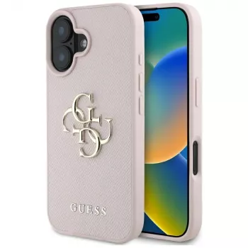 Guess hrbtni ovitek Grained Big 4G Logo Small Classic Logo za Apple iPhone 16 – roza