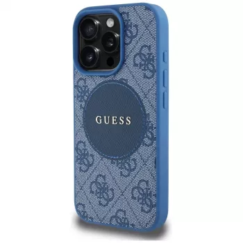 Guess ovitek 4G Circle Classic Logo MagSafe za iPhone 16 Pro Max, moder