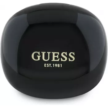 Slušalke TWS Guess Flat Classic Logo Electroplated s polnilnim ovitkom, črne
