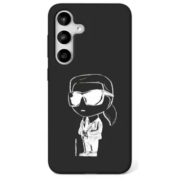 Karl Lagerfeld Silicone Graffiti Ikonik Printed Logo MagSafe ovitek za Samsung Galaxy S25, črn