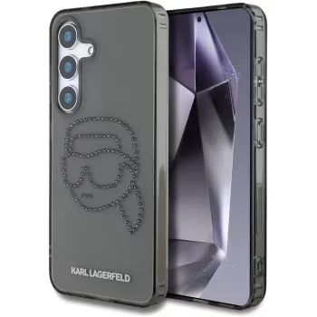 Karl Lagerfeld Rhinestones Karl Head Logo ovitek za Samsung Galaxy S25 (črn)