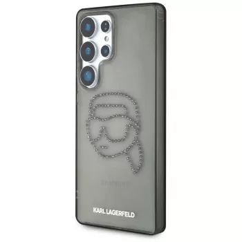 Karl Lagerfeld Rhinestones Karl Head Logo ovitek za Samsung Galaxy S25 Ultra, črn
