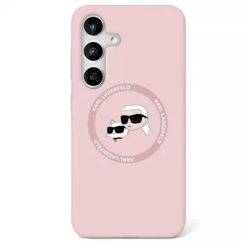 KARL LAGERFELD Silicone Double Heads And Circle MagSafe ovitek za Samsung Galaxy S25, roza
