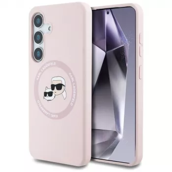 Karl Lagerfeld Silicone DoubleHeads And Circle MagSafe ovitek za Samsung Galaxy S25+, roza