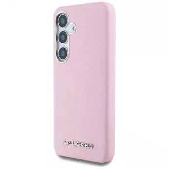 Karl Lagerfeld Saffiano FullWrapped Elongated Metal Logo MagSafe ovitek za Samsung Galaxy S25+, roza