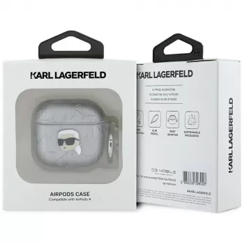 Karl Lagerfeld Monogram Karl Head ovitek za AirPods 4 (srebrn)